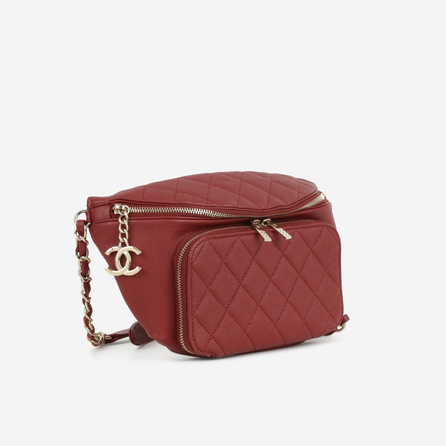 Chanel Business Affinity Waist Bag - Burgundy Caviar | Champagne Gold Hardware