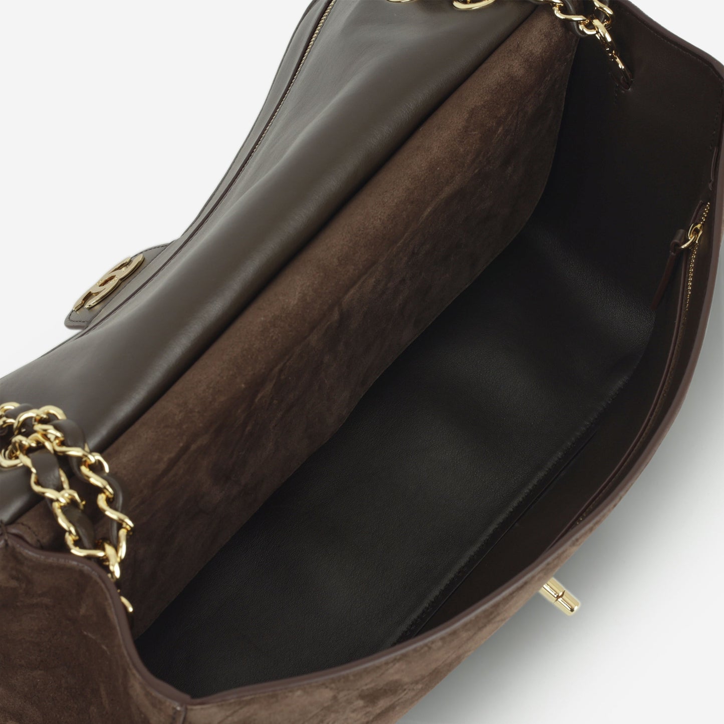 Chanel Métiers D'art Maxi Flap Bag - Dark Brown Suede | Gold Hardware