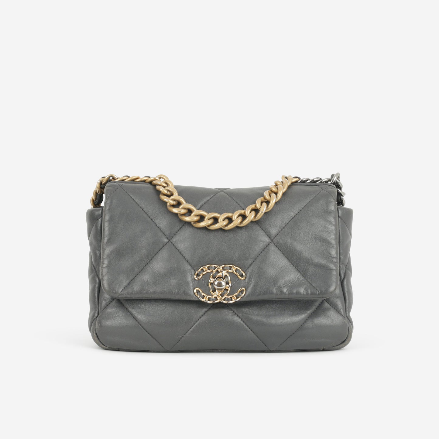 Chanel Small 19 Flap - Grey Lambskin | Mixed Metal Hardware