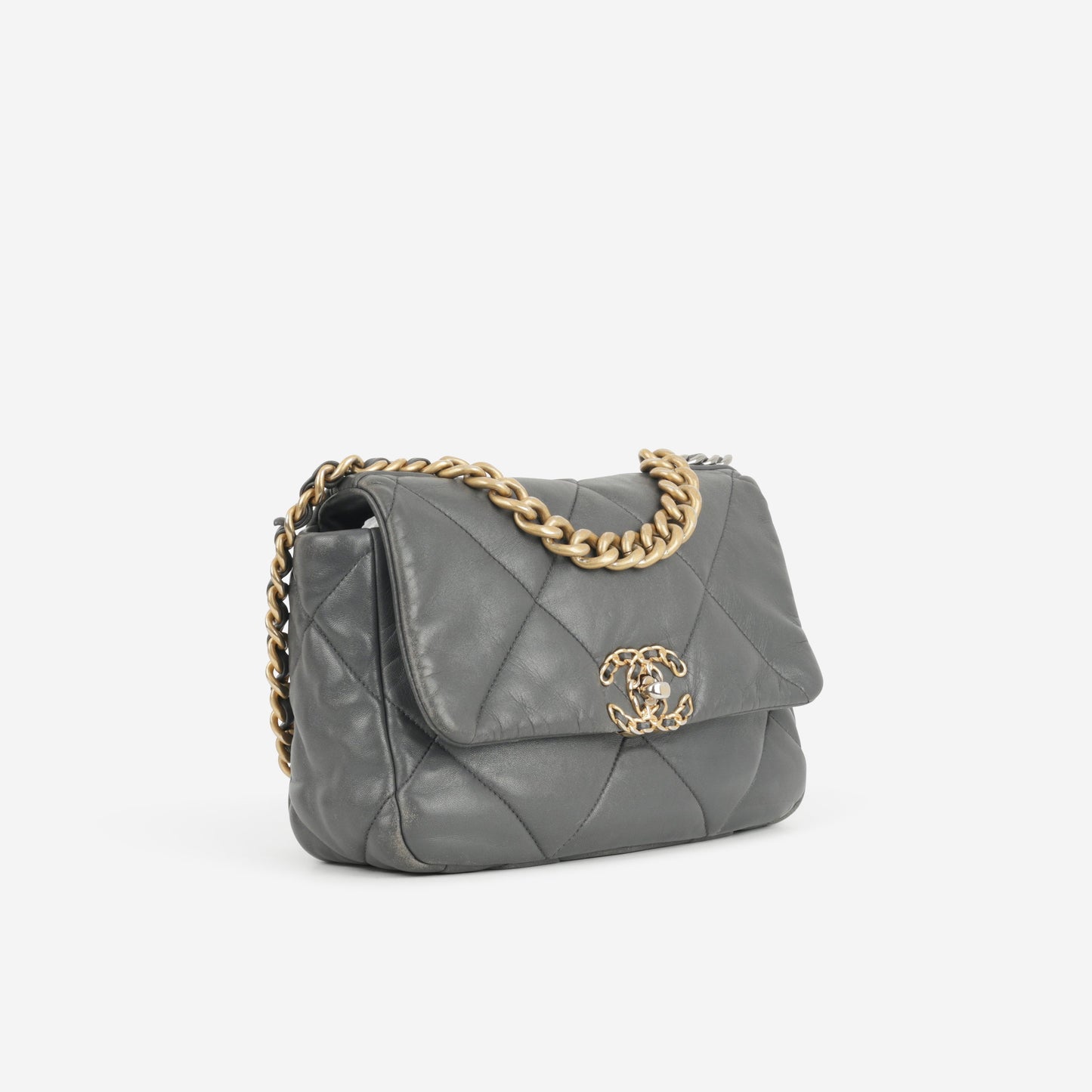 Chanel Small 19 Flap - Grey Lambskin | Mixed Metal Hardware