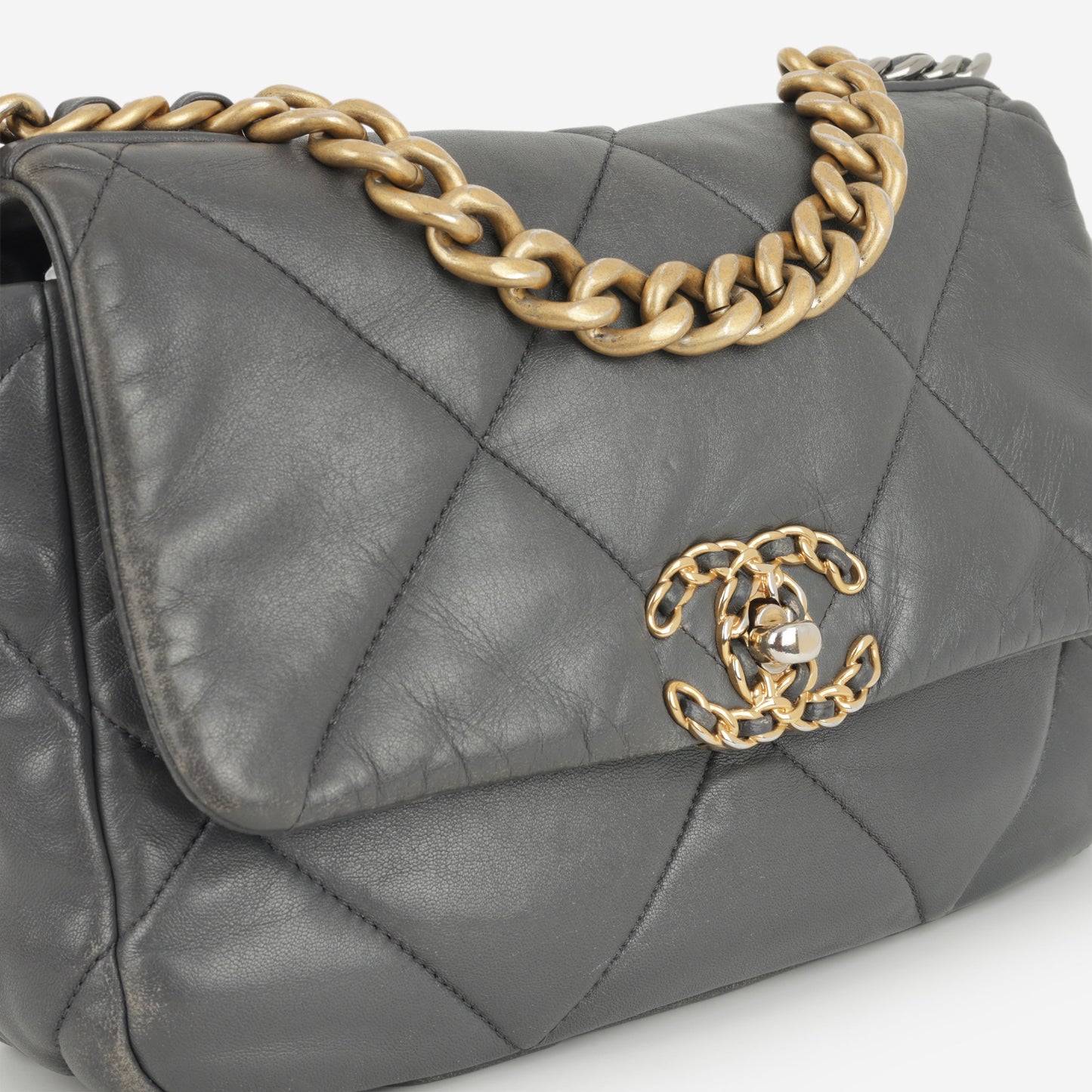 Chanel Small 19 Flap - Grey Lambskin | Mixed Metal Hardware