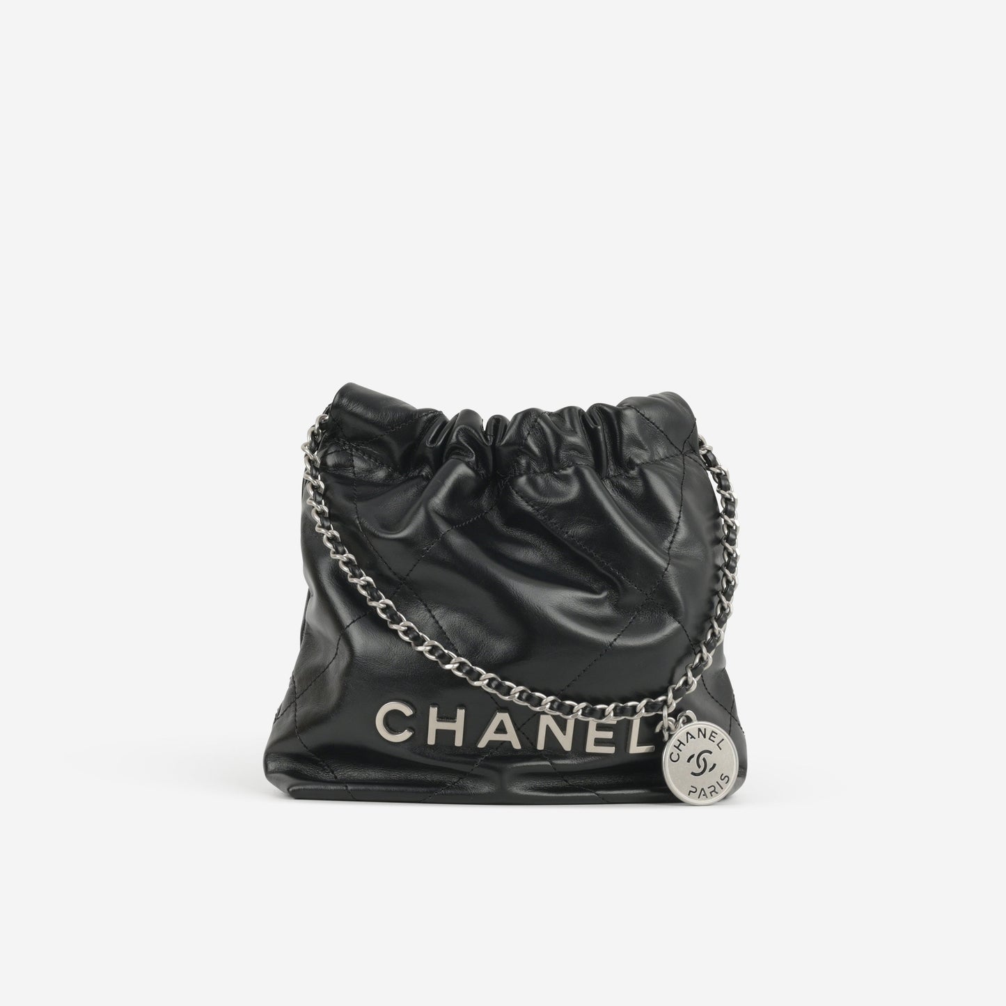 Chanel Mini 22 - Black Calfskin | Silver Hardware