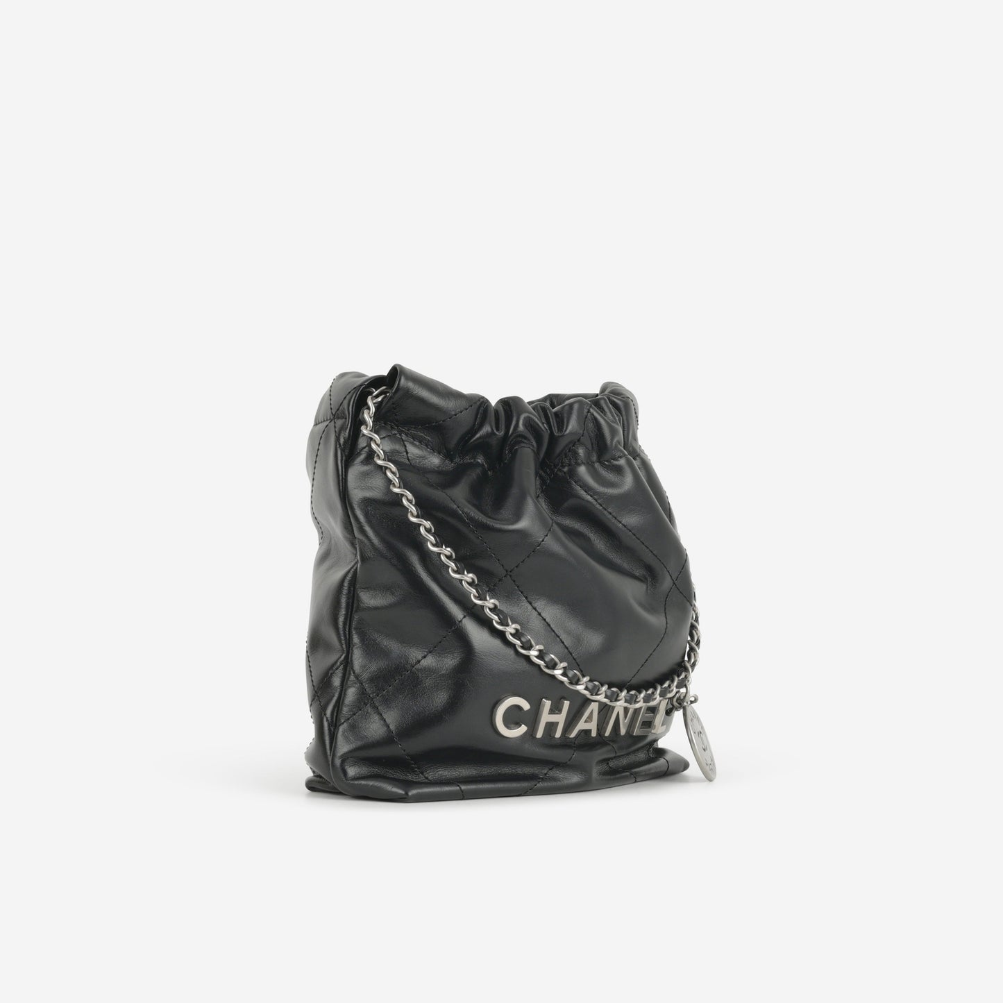 Chanel Mini 22 - Black Calfskin | Silver Hardware