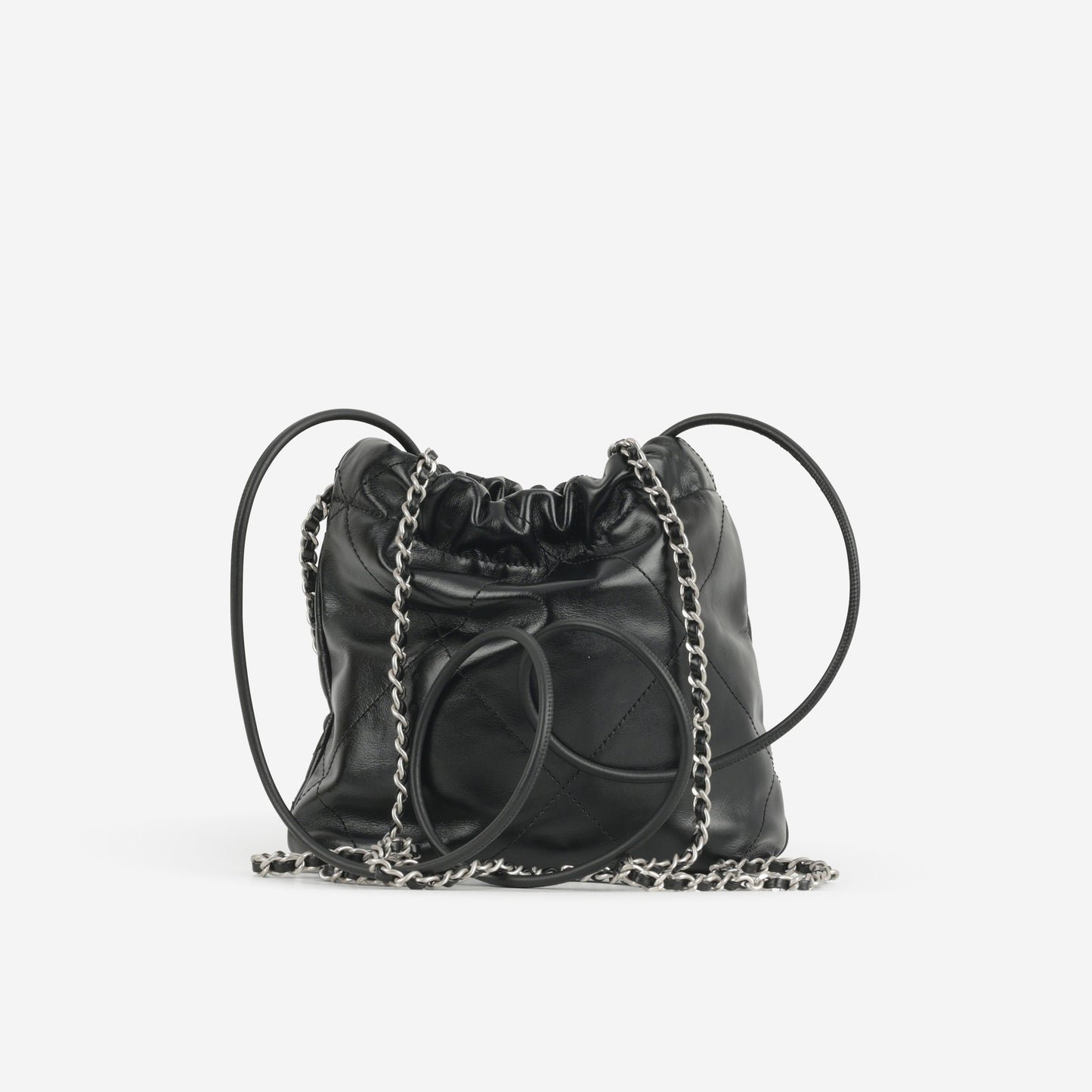 Chanel Mini 22 - Black Calfskin | Silver Hardware