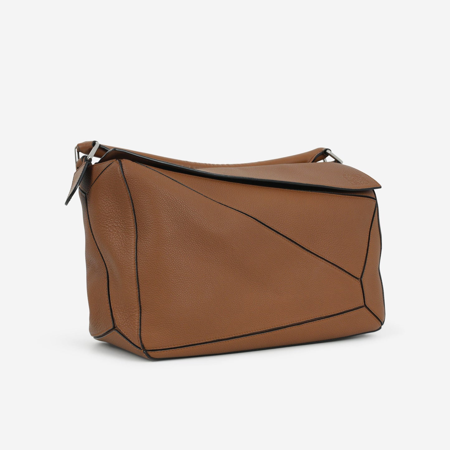 Loewe Large Puzzle Bag - Brown Grained Calfskin | Palladium Hardware