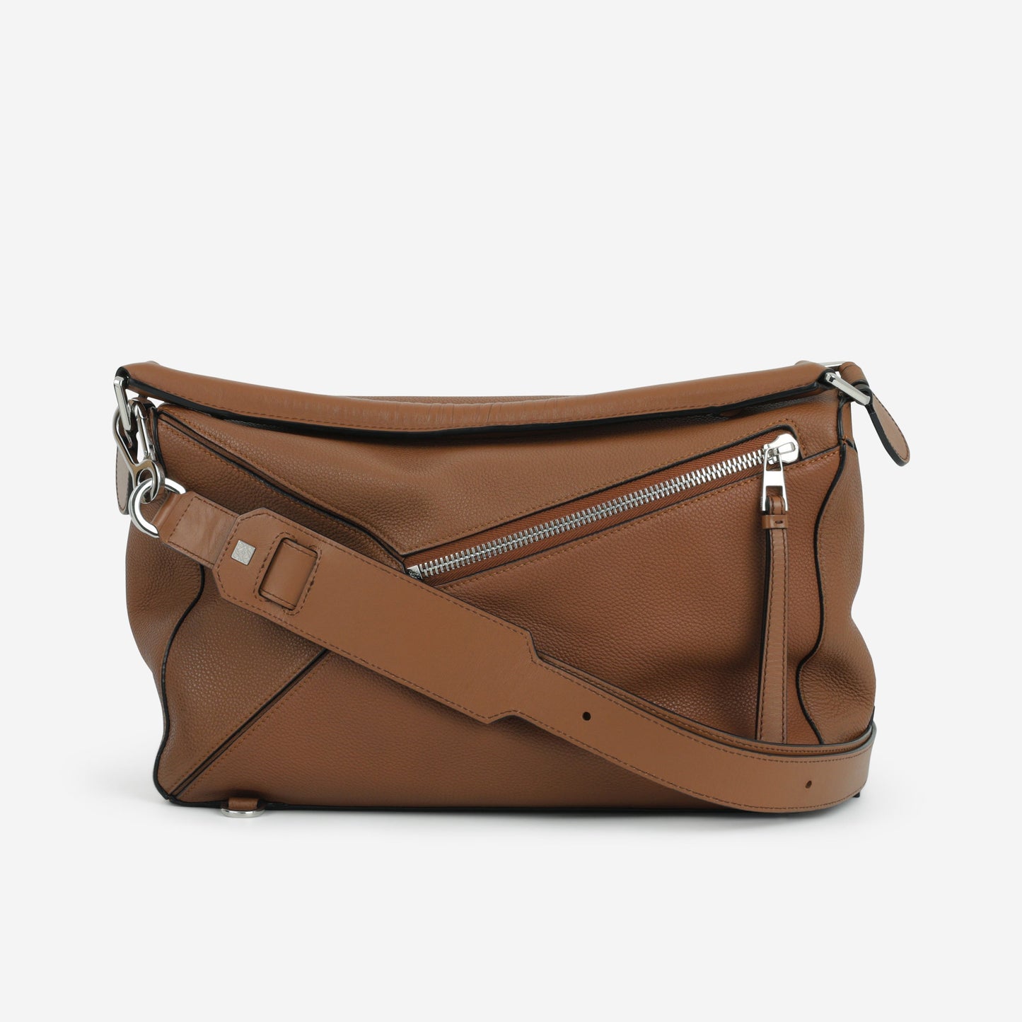 Loewe Large Puzzle Bag - Brown Grained Calfskin | Palladium Hardware