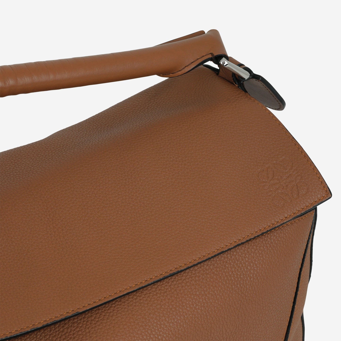 Loewe Large Puzzle Bag - Brown Grained Calfskin | Palladium Hardware