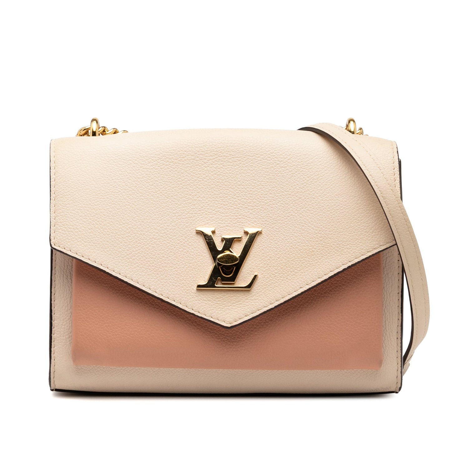 Beige Louis Vuitton Bicolor Leather MyLockMe Chain BB Crossbody Bag