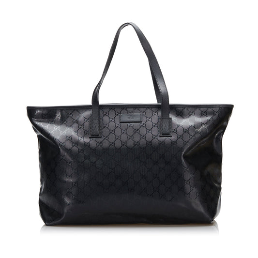 Gucci Black Leather Canvas Tote Style 11