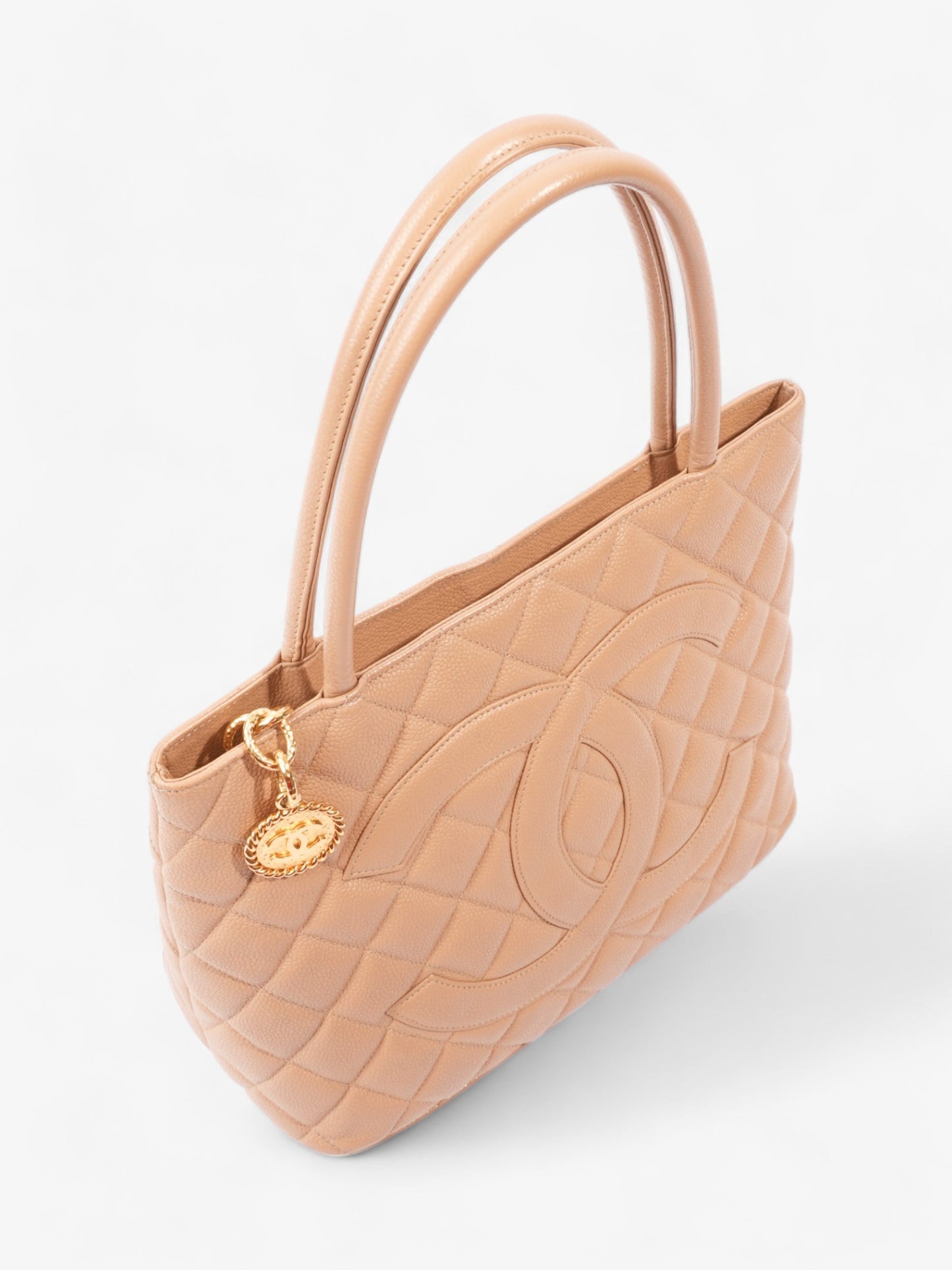 Chanel Medallion Tote Beige Caviar Leather