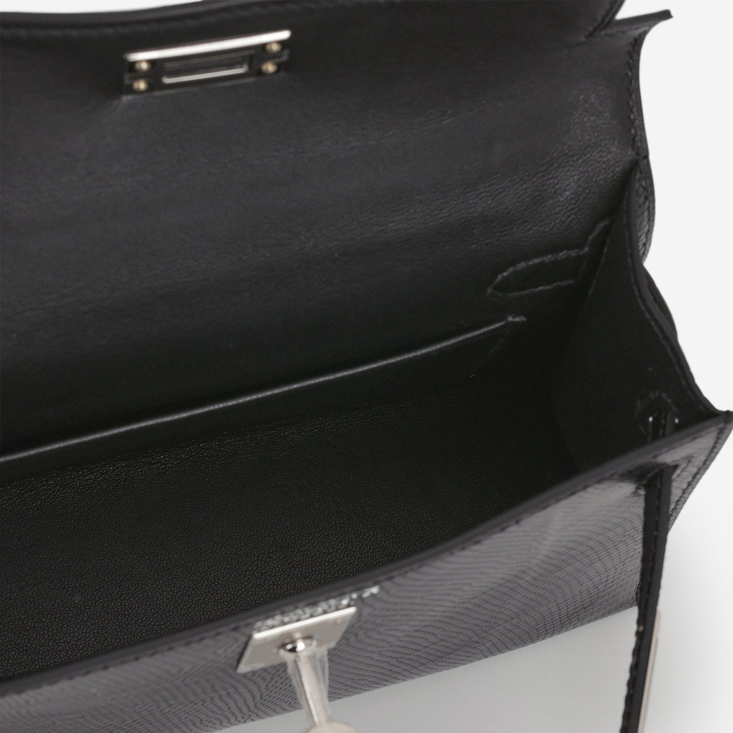 Hermès Mini Kelly - Black Salvator Lizard Lisse | Palladium Hardware
