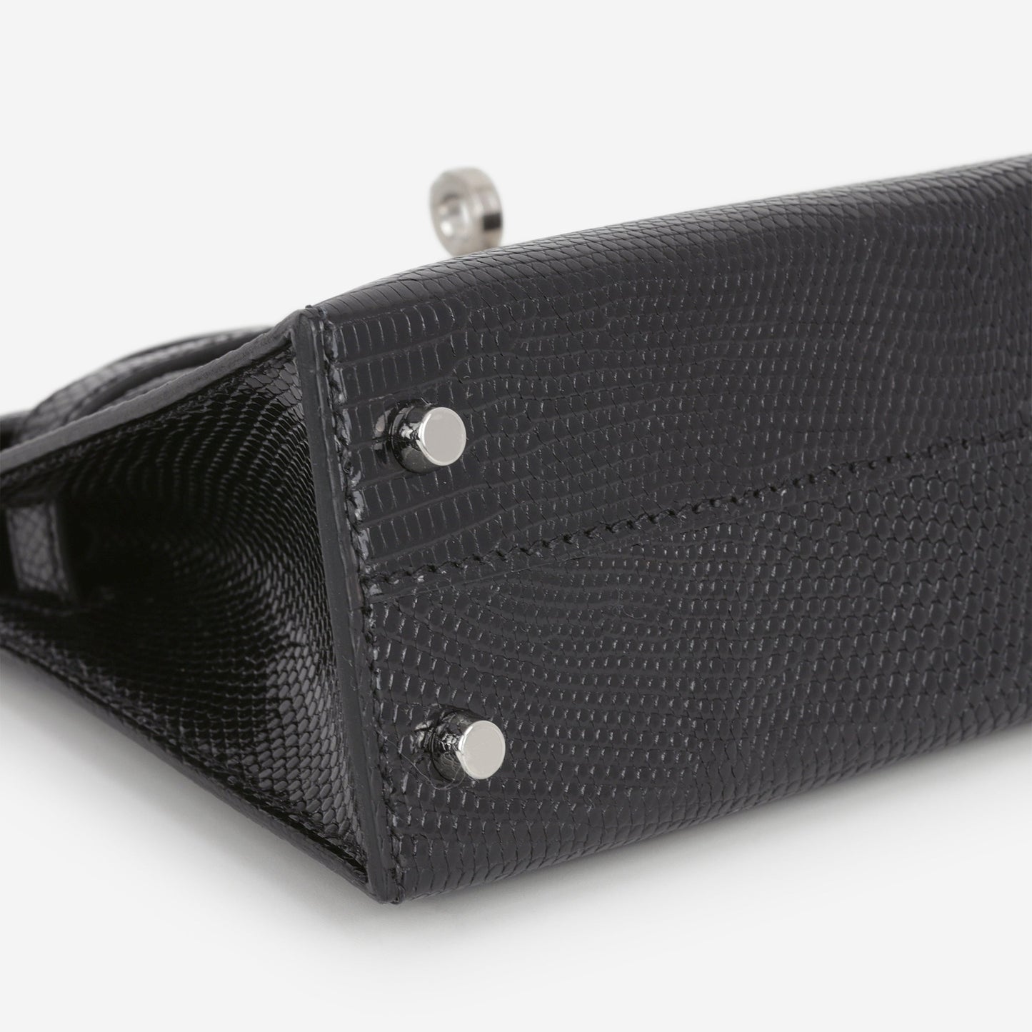 Hermès Mini Kelly - Black Salvator Lizard Lisse | Palladium Hardware