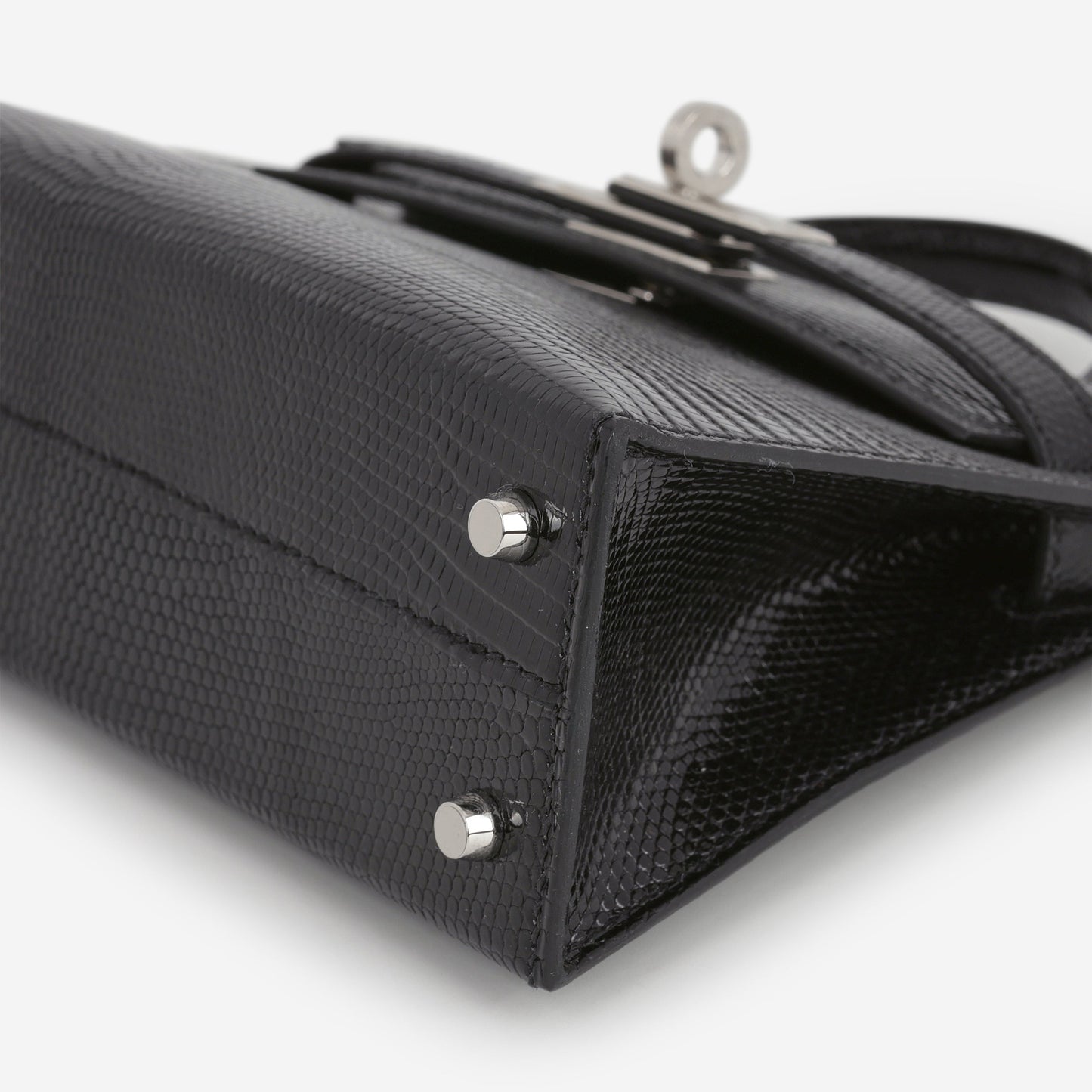 Hermès Mini Kelly - Black Salvator Lizard Lisse | Palladium Hardware