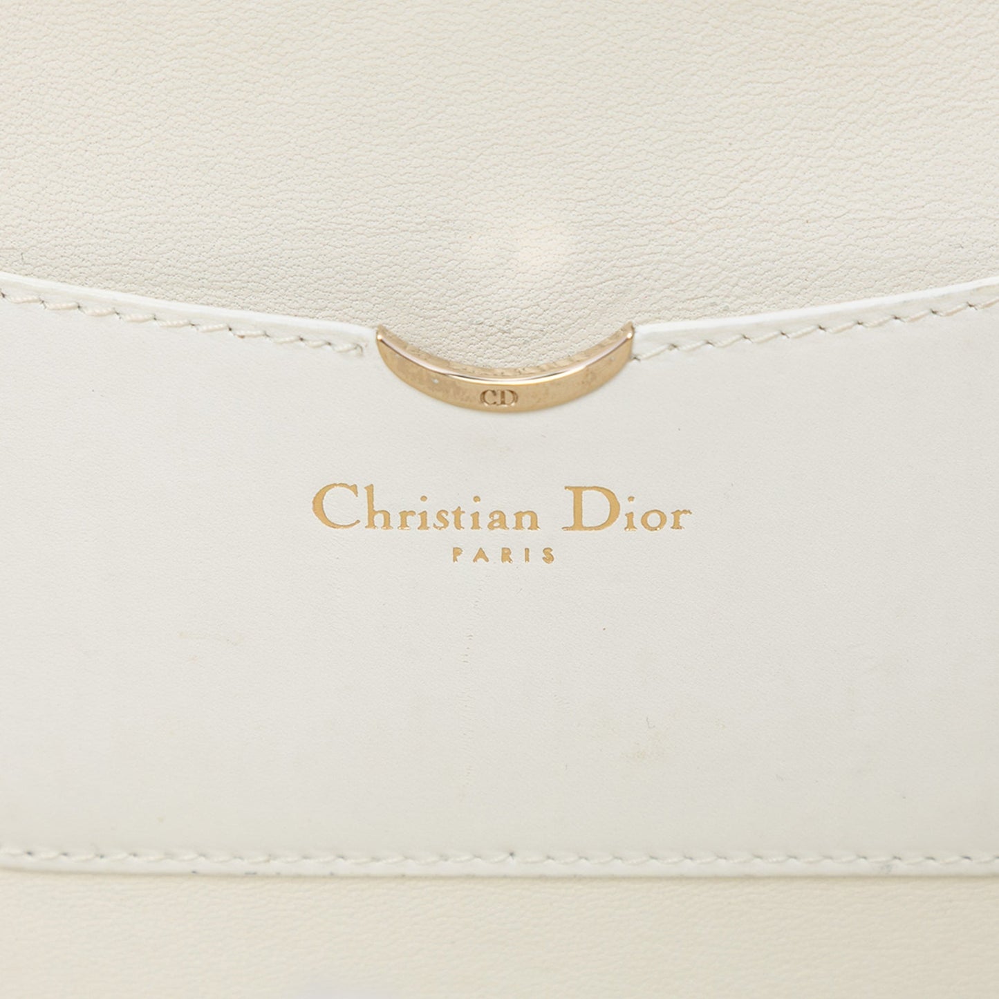 White Dior Leather Clasp Clutch