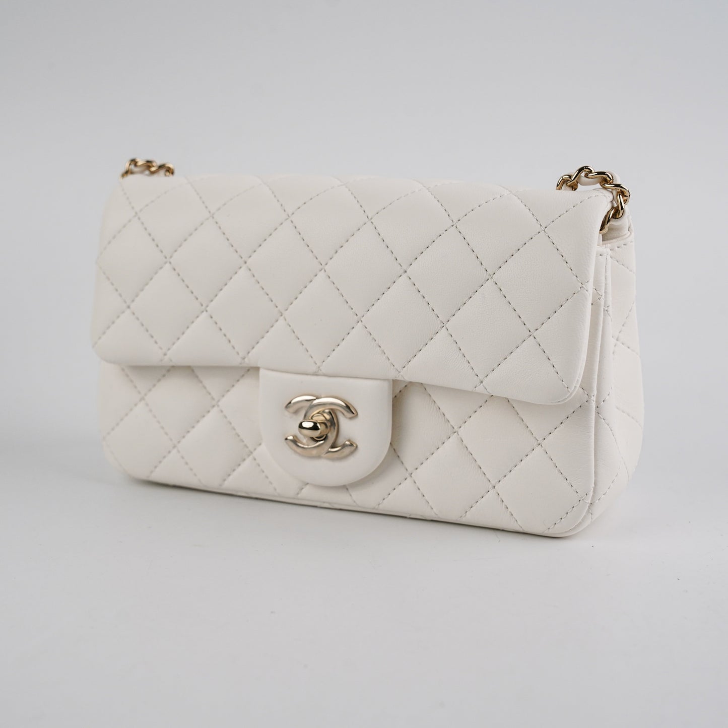 Chanel Mini Rectangular Pearl Crush Lambskin White