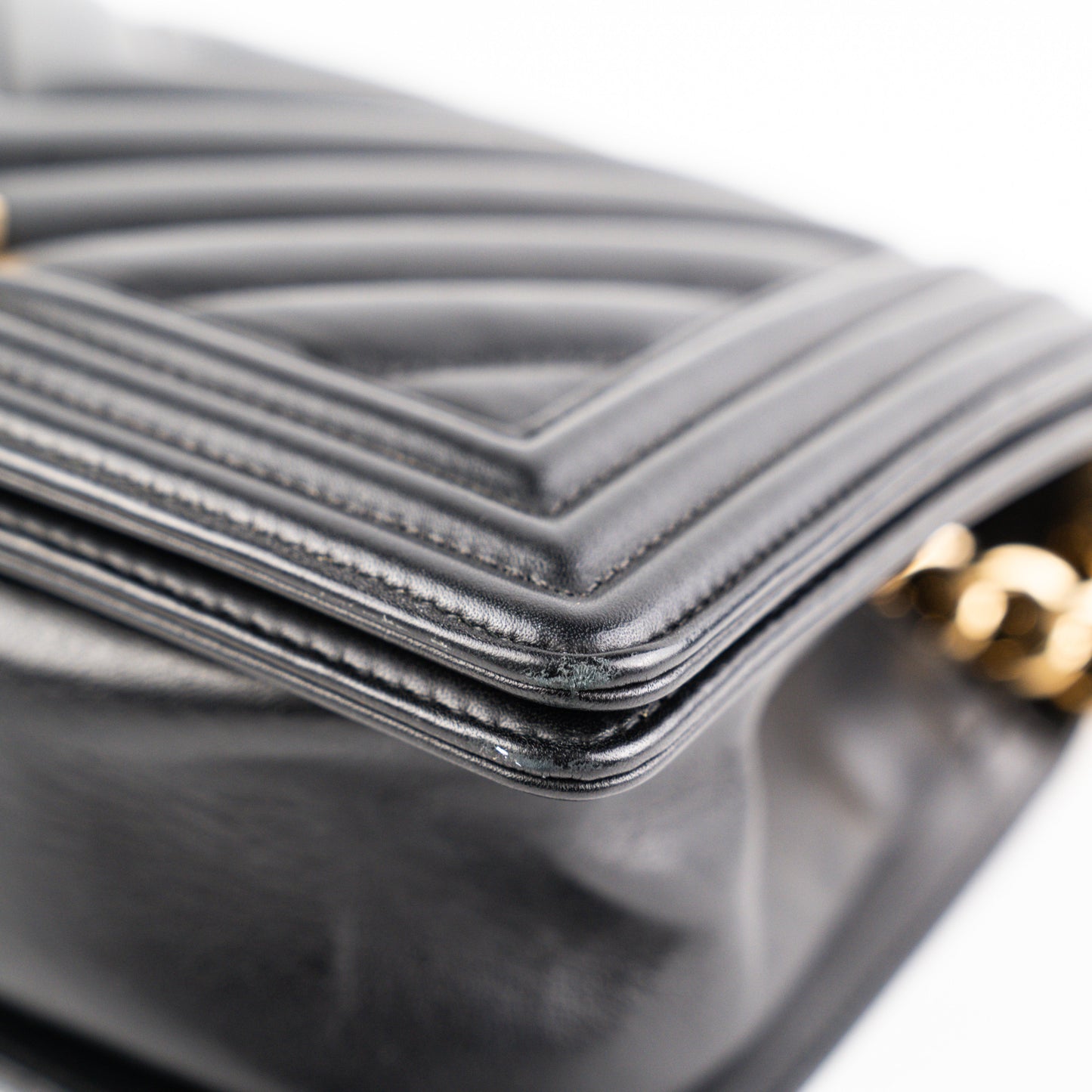 Chanel Old Medium Boy Chevron Black
