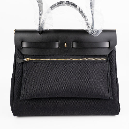 Hermes Herbag 31 Noir Canvas