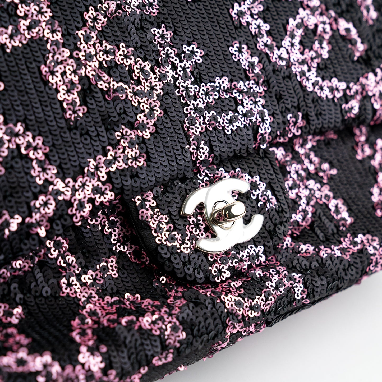 Chanel Medium/Large Classic Flap Sequin Pink/Black