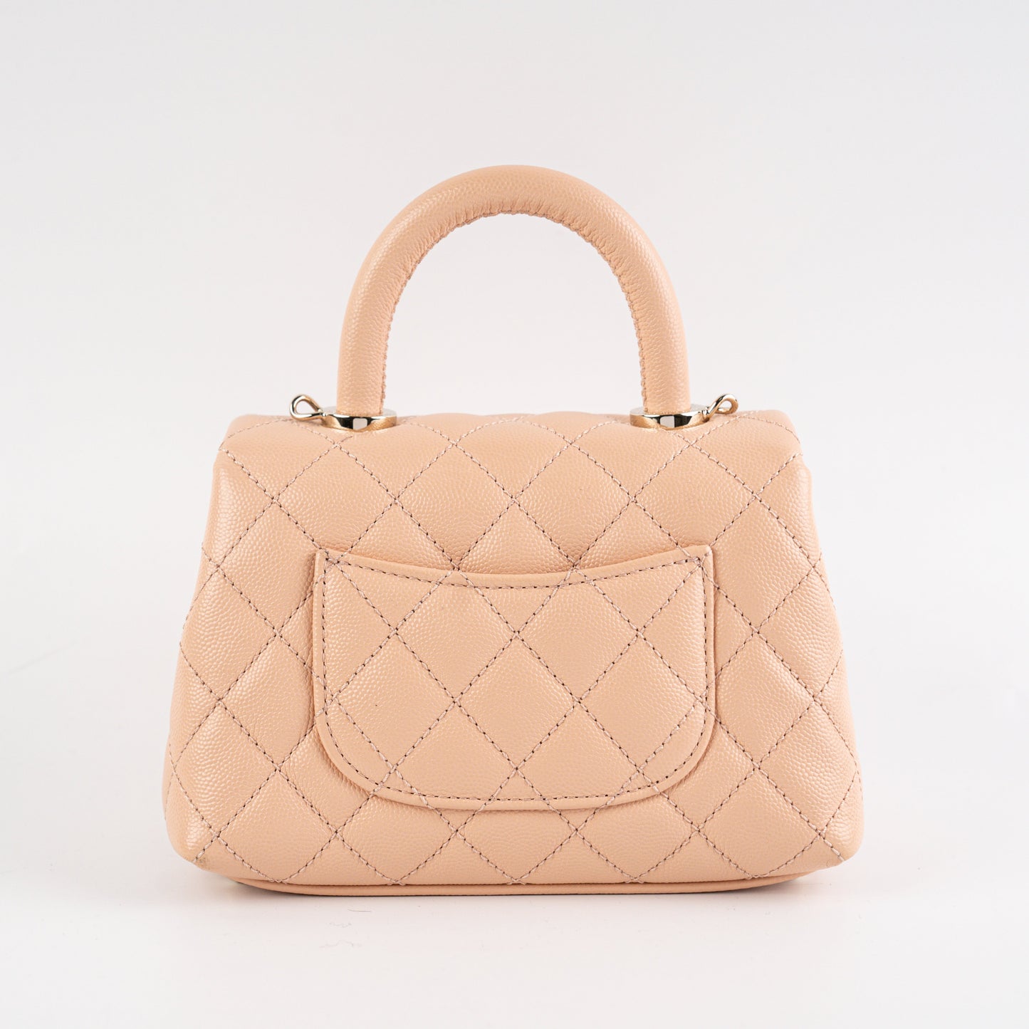 Chanel Mini Coco Handle Peach Caviar Top Handle