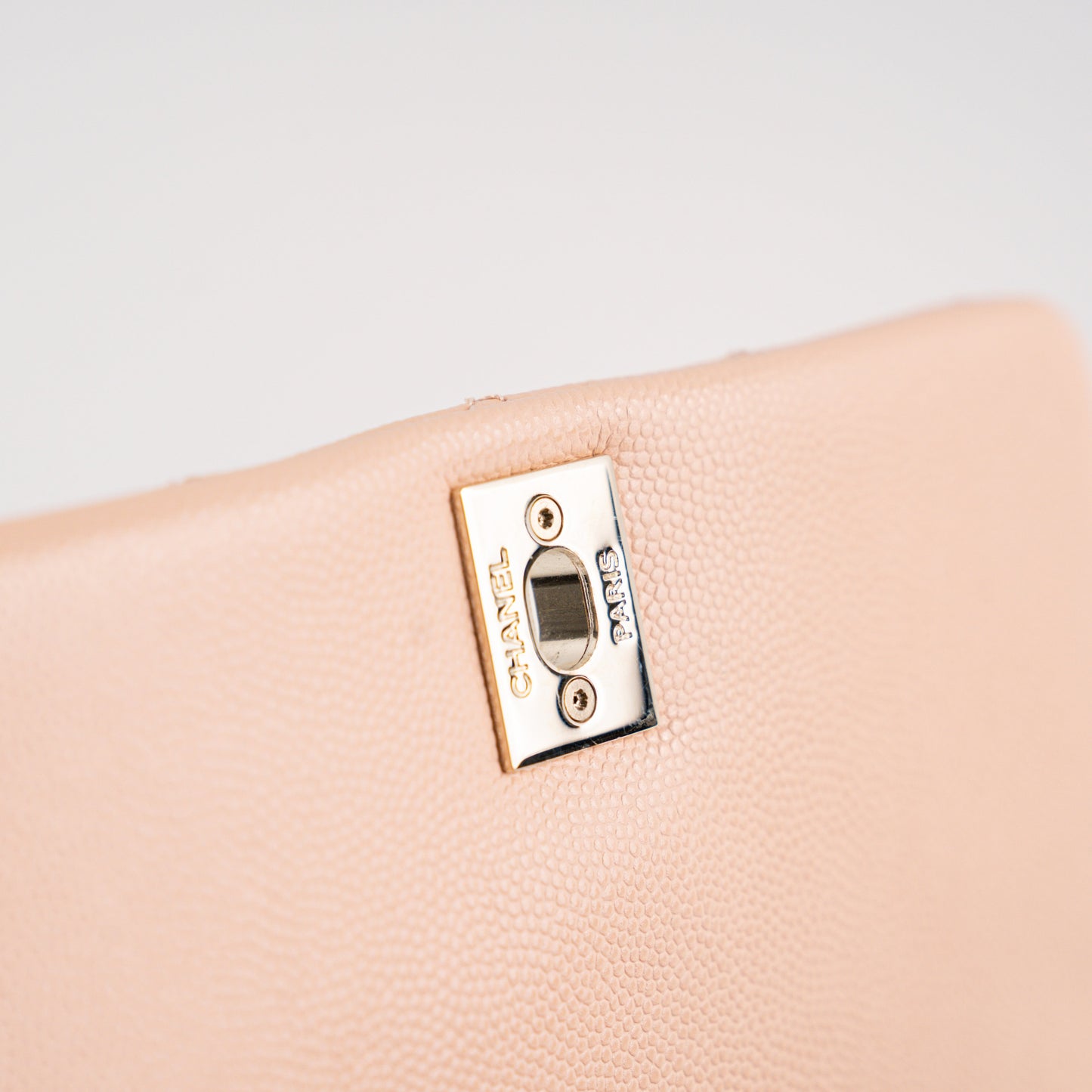 Chanel Mini Coco Handle Peach Caviar Top Handle