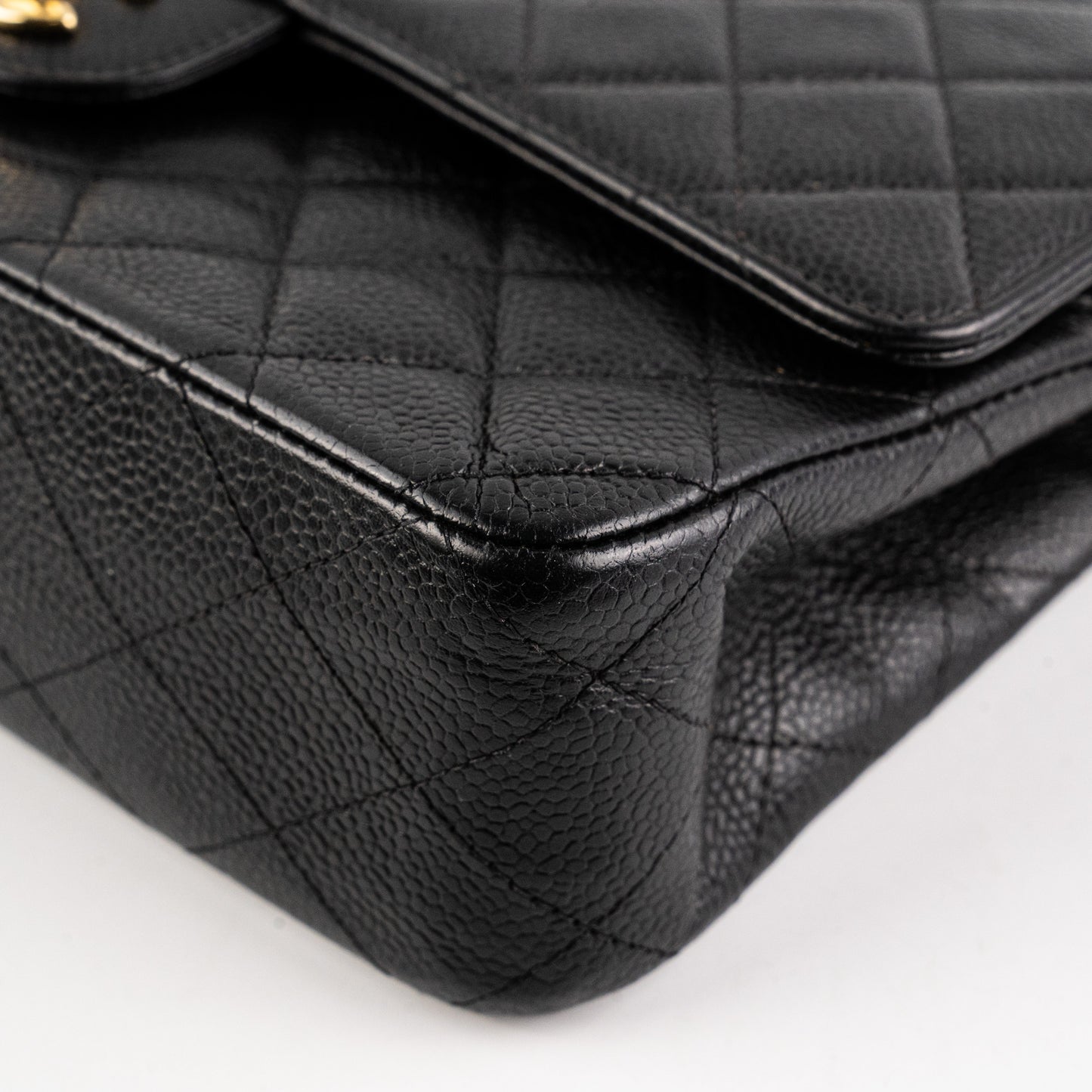 ITEM 17 - Chanel  Classic Medium/Large Black Caviar 24K Gold