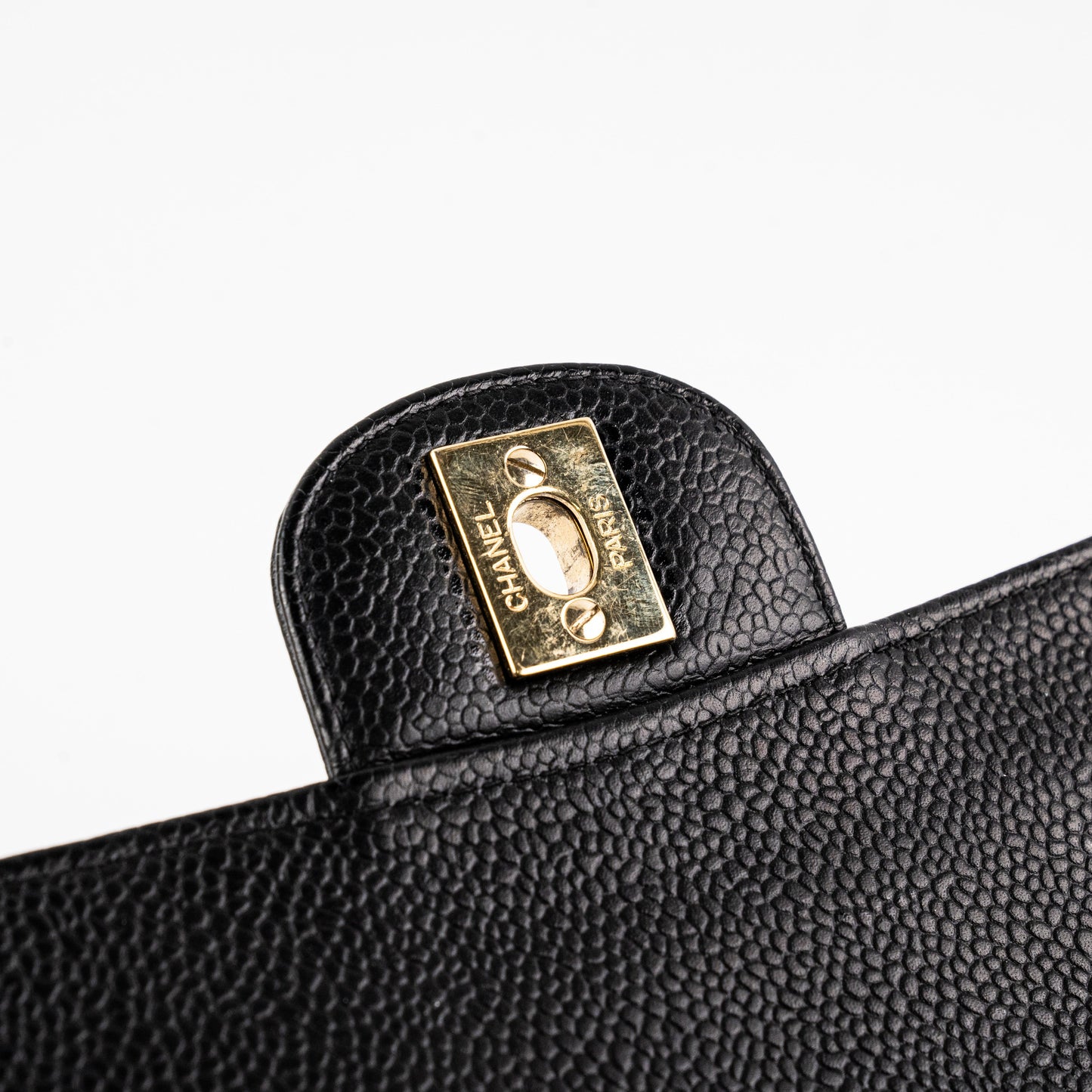 ITEM 17 - Chanel  Classic Medium/Large Black Caviar 24K Gold