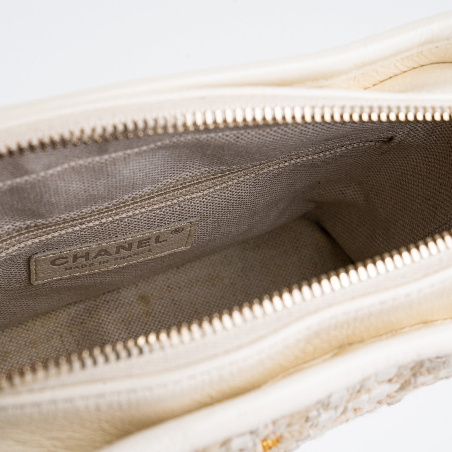 ITEM 29 - Chanel Small Gabrielle Stripe Tweed Beige/Cream
