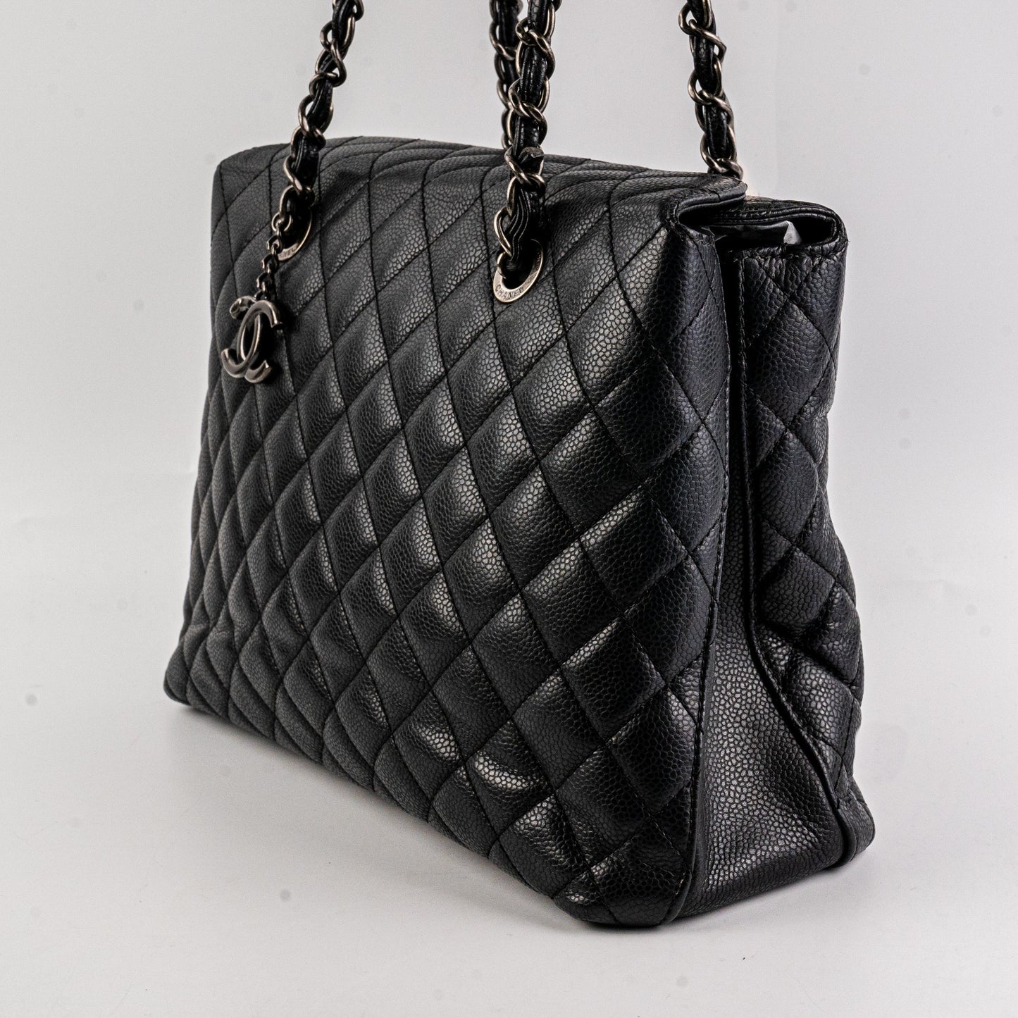 Chanel Caviar Shoulder Tote Bag Black