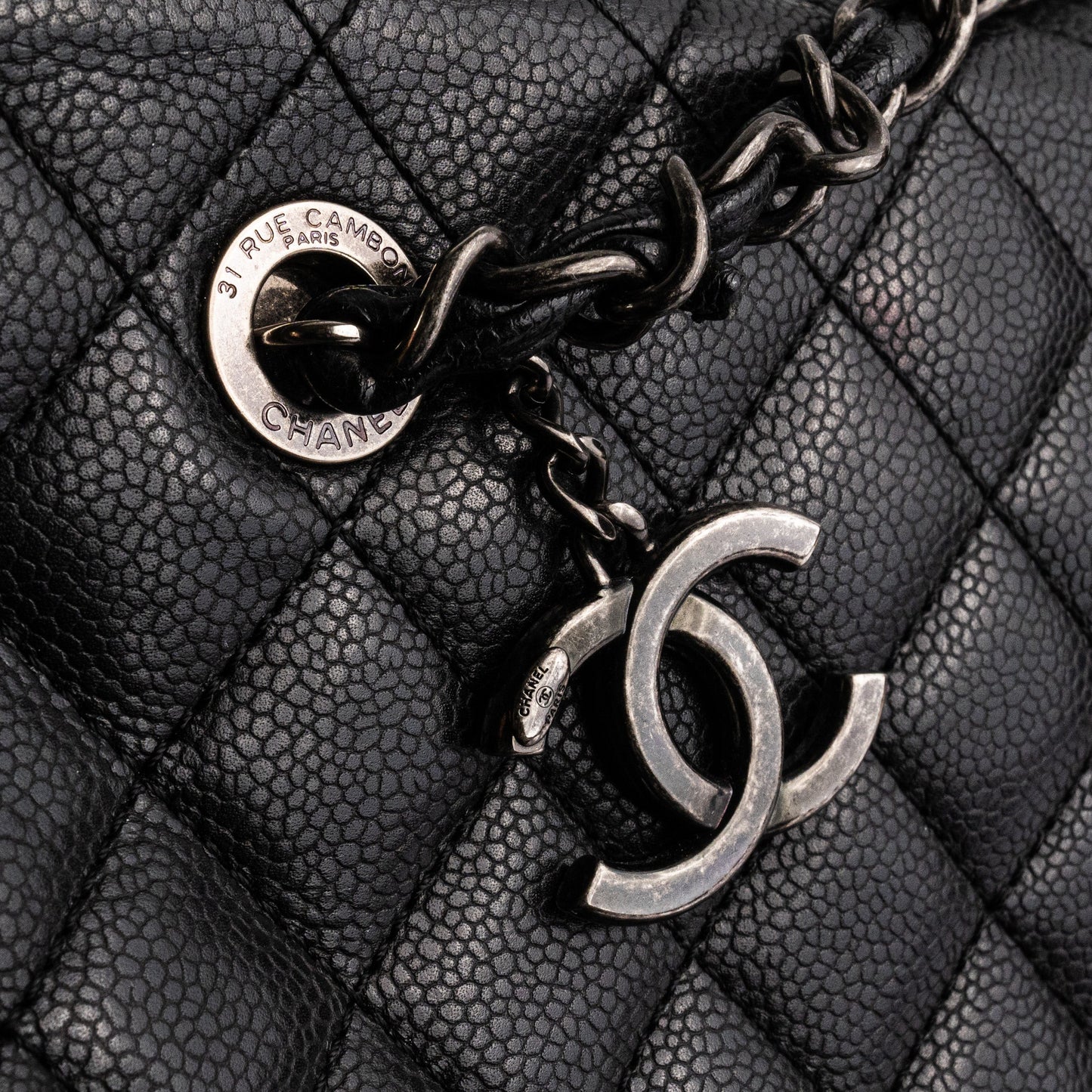 Chanel Caviar Shoulder Tote Bag Black