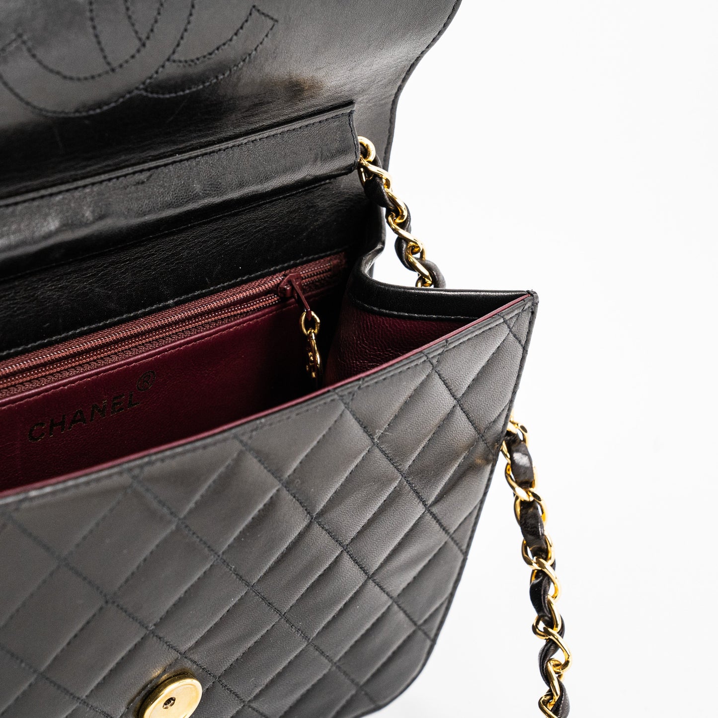 Chanel  Black Lambskin Flap Bag HOLD