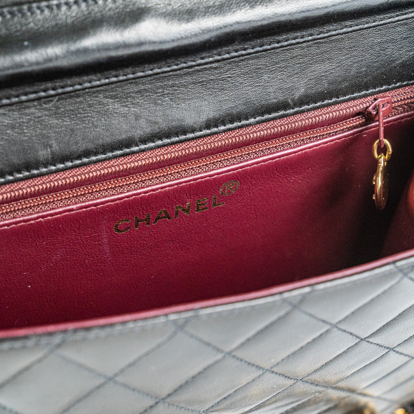 Chanel  Black Lambskin Flap Bag HOLD