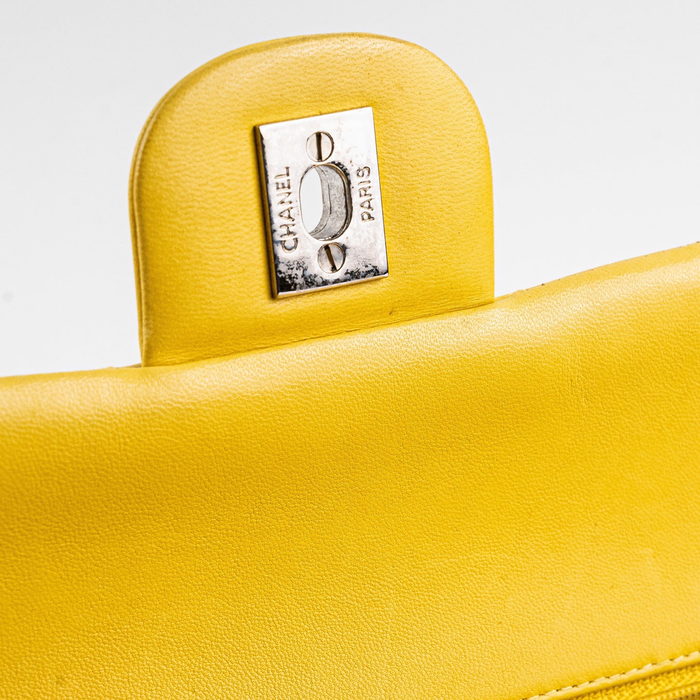 Chanel Classic Flap M/L Yellow Lambskin Bag