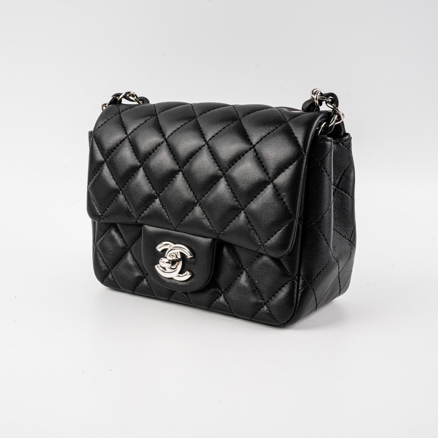 Chanel Square Mini Lambskin Black Bag