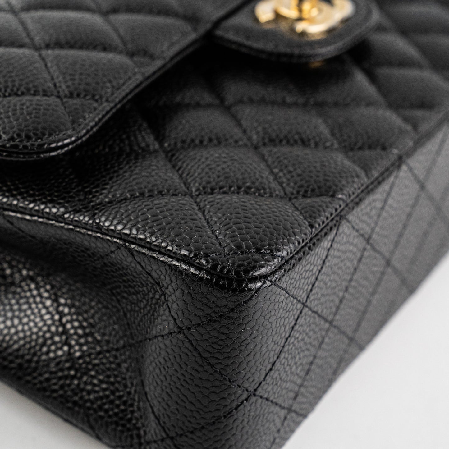 Chanel Caviar Small Double Classic Flap Black Microchip