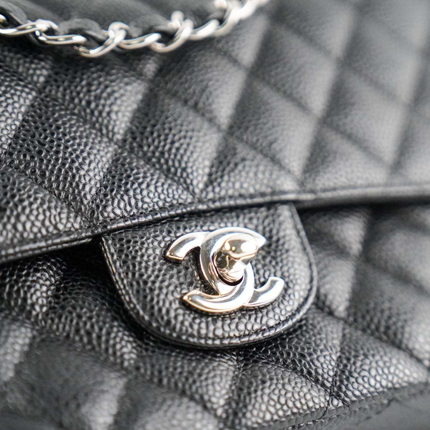 Chanel Medium/Large Double Classic Flap Caviar Black