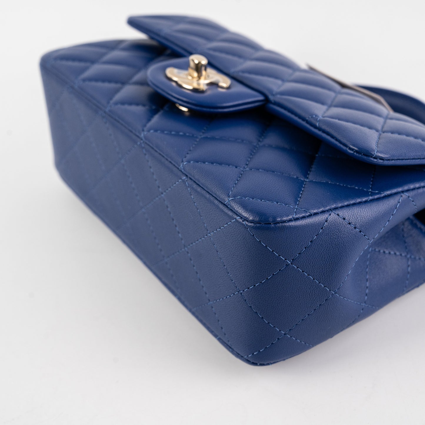 Chanel Mini Top Handle Lambskin Blue Microchip