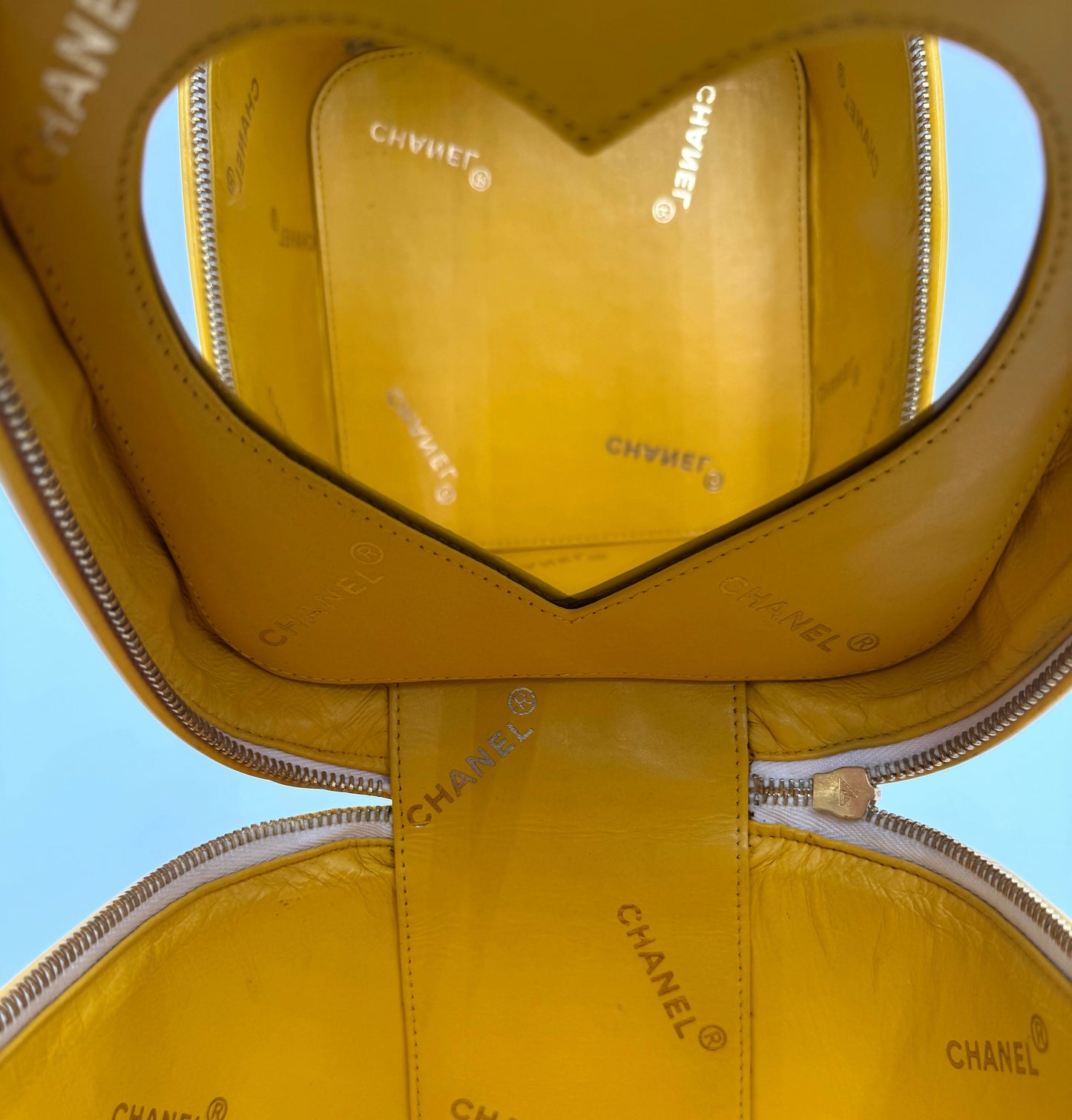 Chanel 1995  Barbie Yellow Heart-Mirror Vanity Case Bag