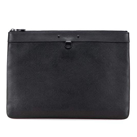 Black Louis Vuitton Monogram Shadow Discovery Pochette Clutch Bag