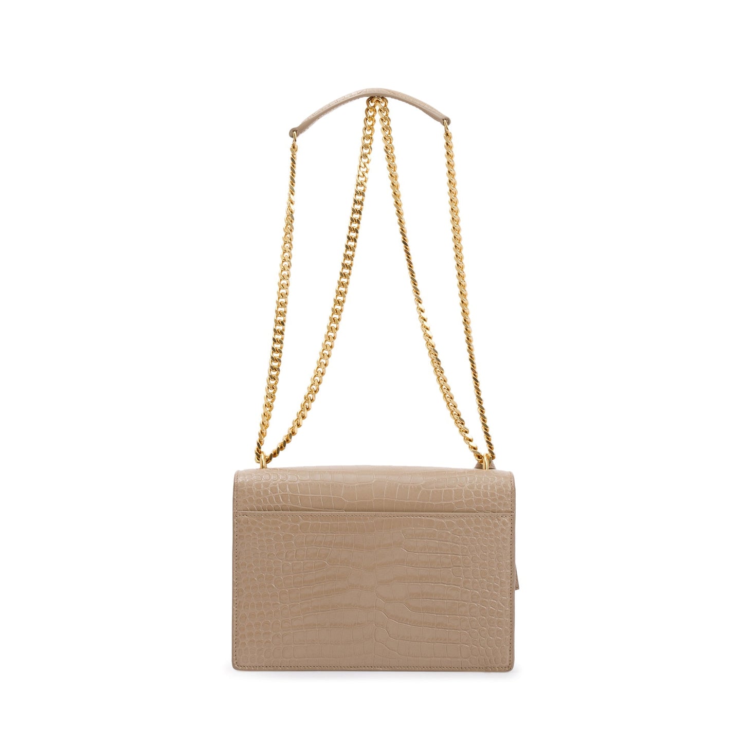 Saint Laurent 2020 Beige Crocodile Embossed Leather Medium Sunset Bag
