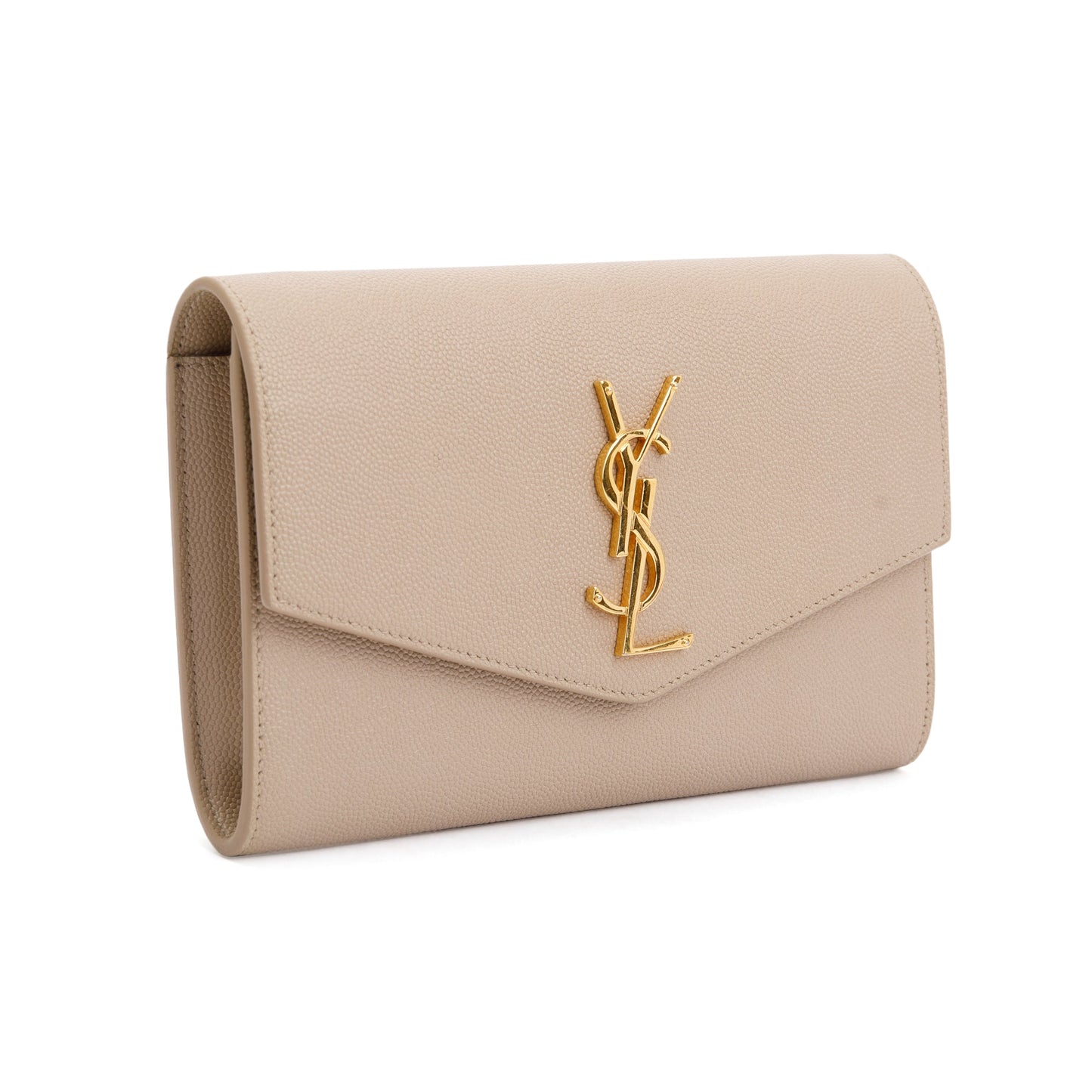 Saint Laurent 2020 Beige Grain De Poudre Leather Uptown Chain Wallet