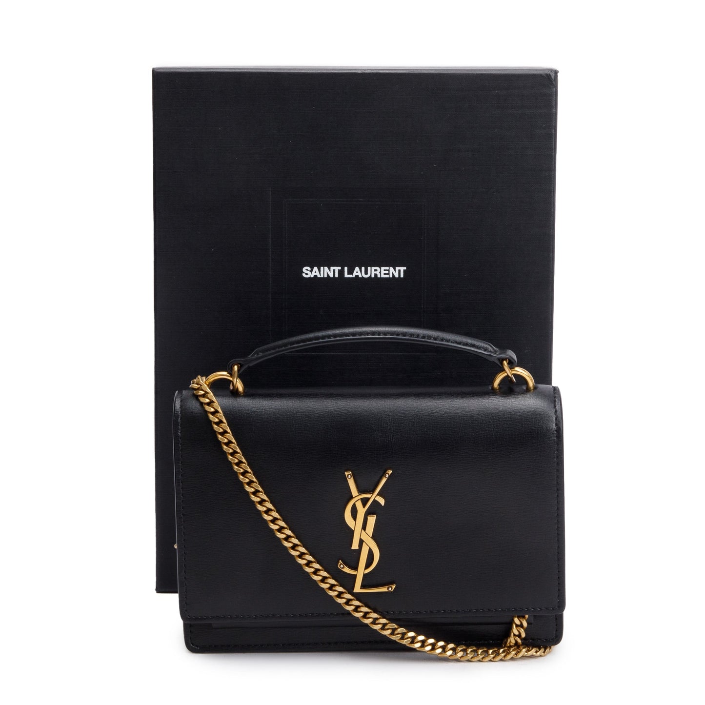 Saint Laurent 2020 Black Calfskin Leather Sunset Chain Wallet