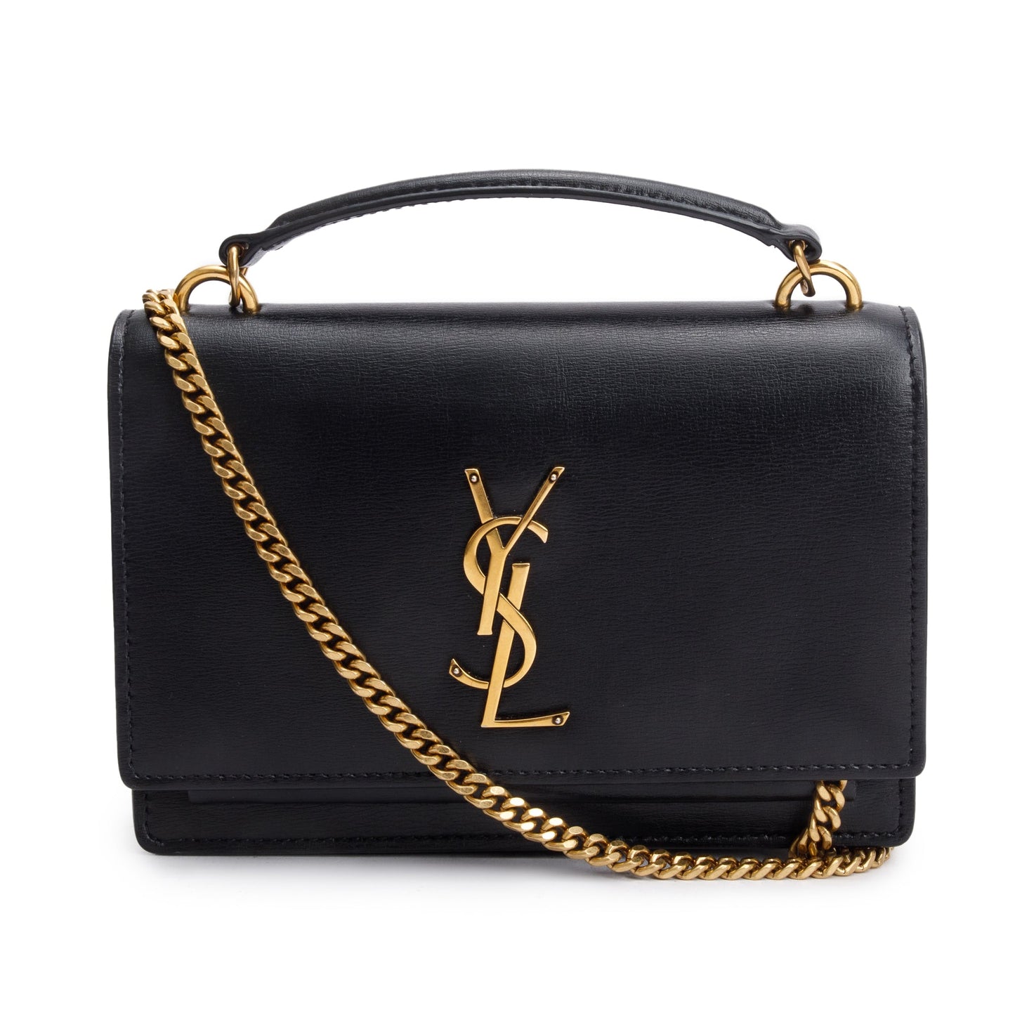 Saint Laurent 2020 Black Calfskin Leather Sunset Chain Wallet