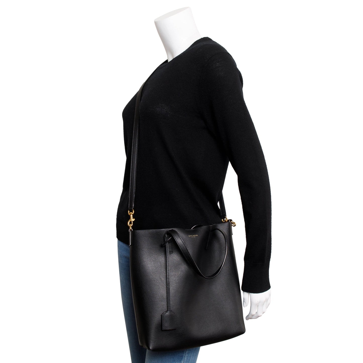 Saint Laurent 2020 Black Calfskin Leather Toy Shopping Tote