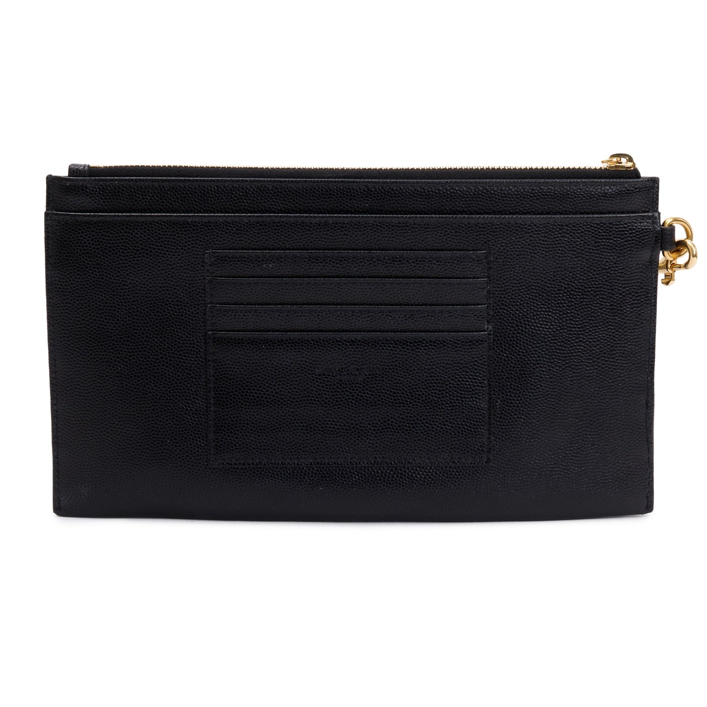 Saint Laurent 2020 Black Grain De Poudre Leather Cassandre Matelasse Large Zipped Pouch