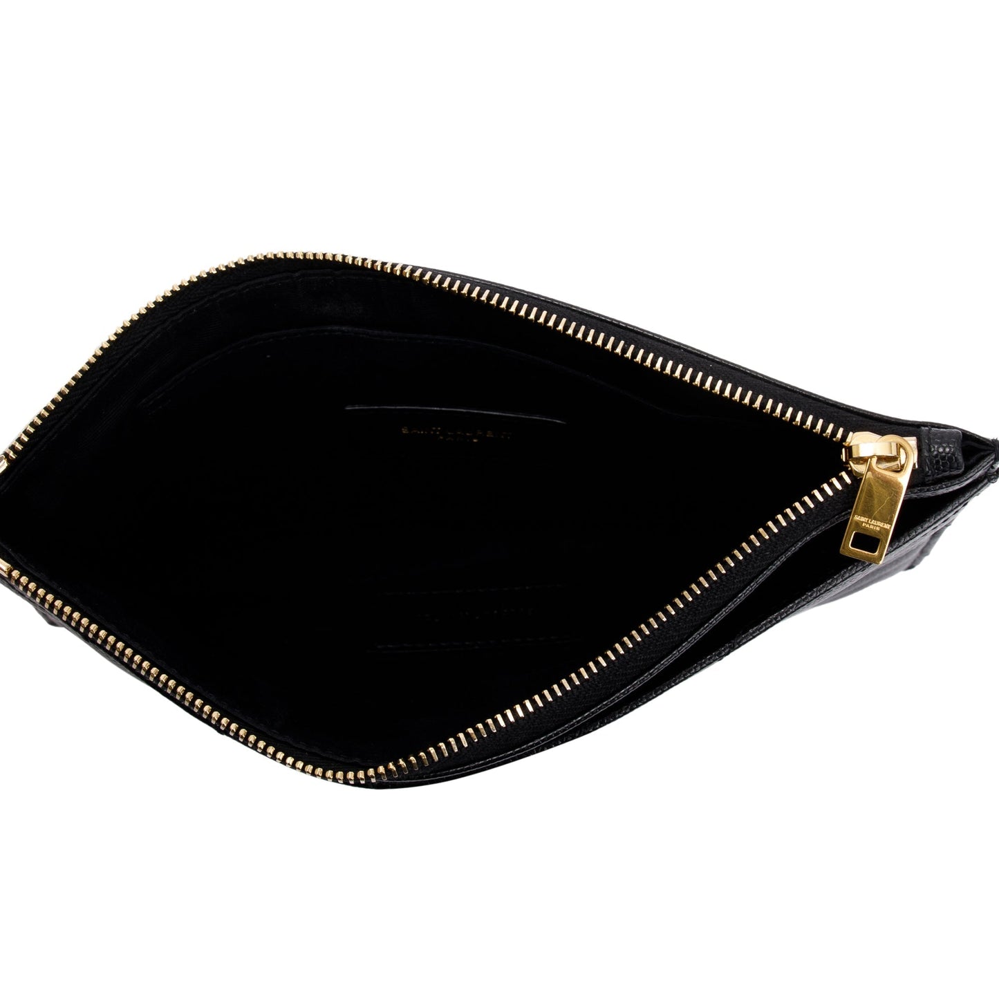 Saint Laurent 2020 Black Grain De Poudre Leather Cassandre Matelasse Large Zipped Pouch