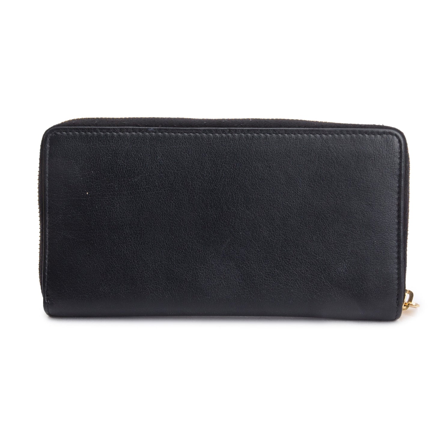Saint Laurent 2020 Black Grained De Poudre Cassandre Zip Around Wallet