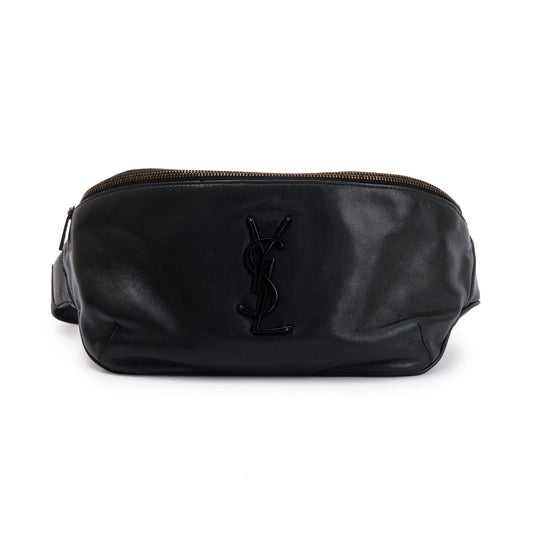 Saint Laurent 2020 Black Lambskin Cassandre Classic Crossbody Belt Bag