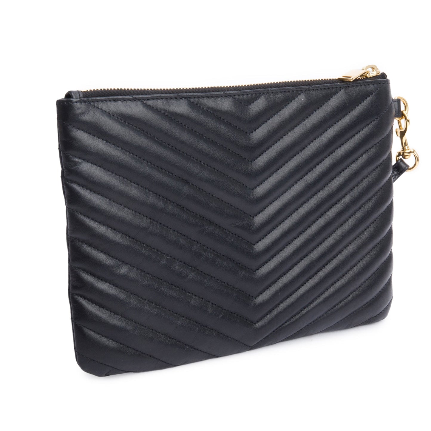 Saint Laurent 2020 Black Leather Cassandre Matelasse A5 Pouch