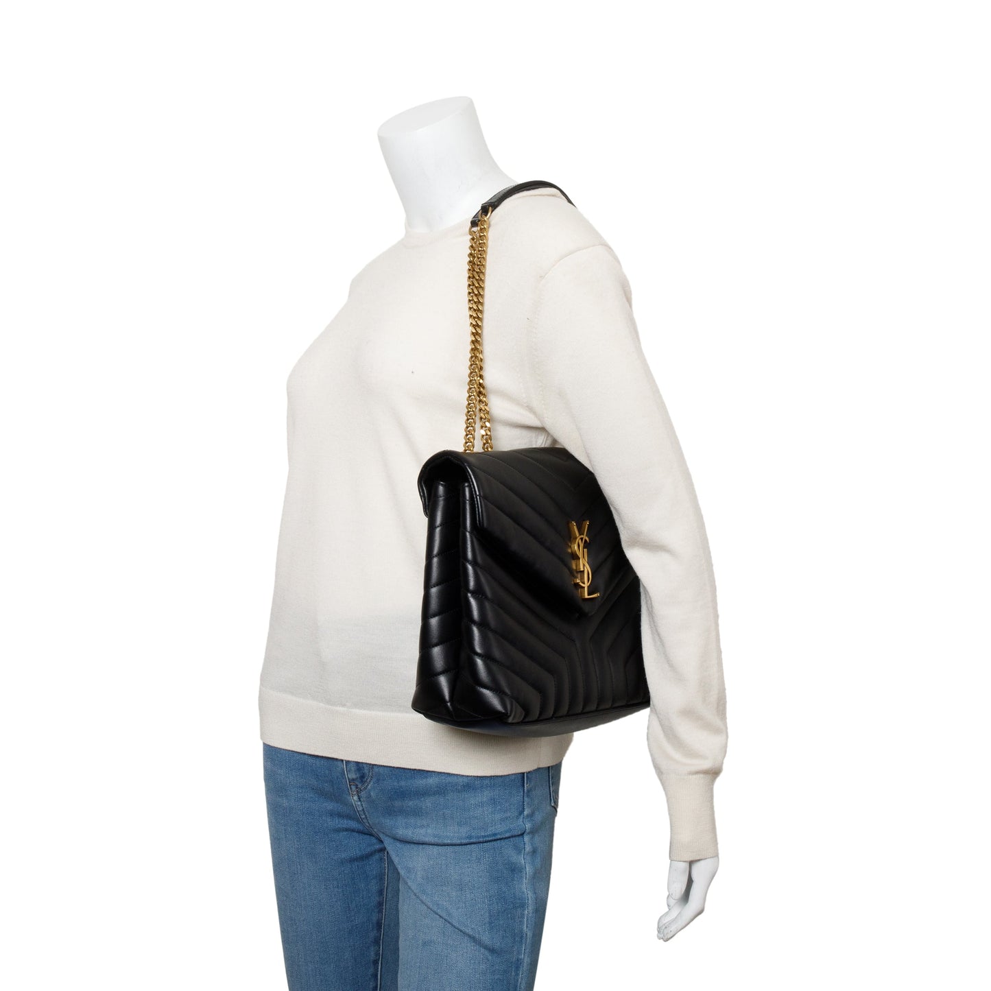 Saint Laurent 2020 Black Quilted Leather Medium Loulou Monogram Shoulder Bag
