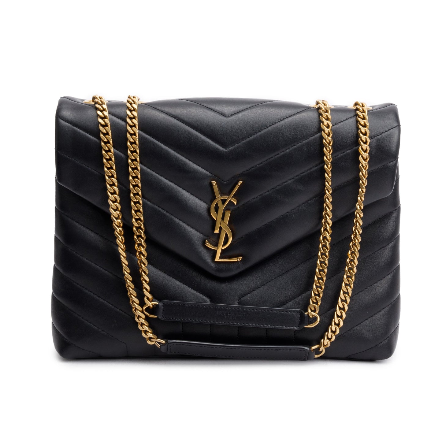 Saint Laurent 2020 Black Quilted Leather Medium Loulou Monogram Shoulder Bag